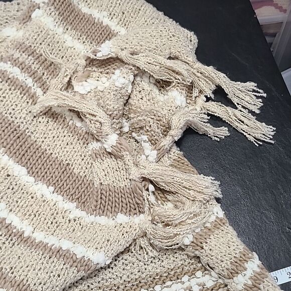 Free People Womens Big Dipper fringe poncho One Size boho preppy casual knit - Picture 7 of 7